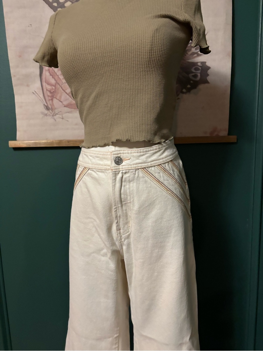 We the Free,Free People "Over the Rainbow" flare jeans in cream size 28